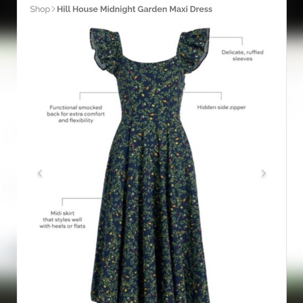Hill House Midnight Garden Maxi Dress - Navy with Green & Yellow Floral